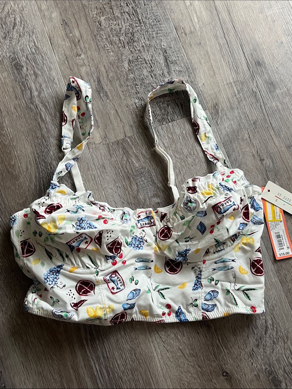 Colsie White Printed Bralette Camisole with Multicolor